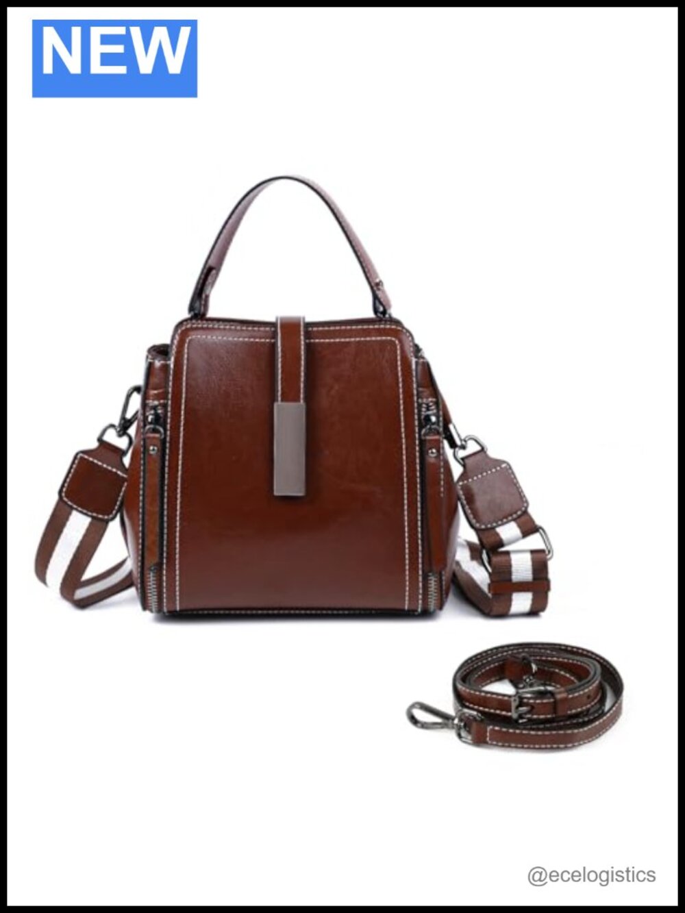 Genuine Leather Crossbody Bag with Adjustable Strap